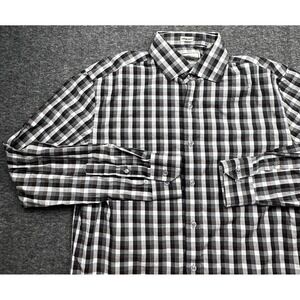 Todd Snyder Shirt Mens 16 34/35 Cotton Long Sleeve Dress Button Up Plaid Black‎
